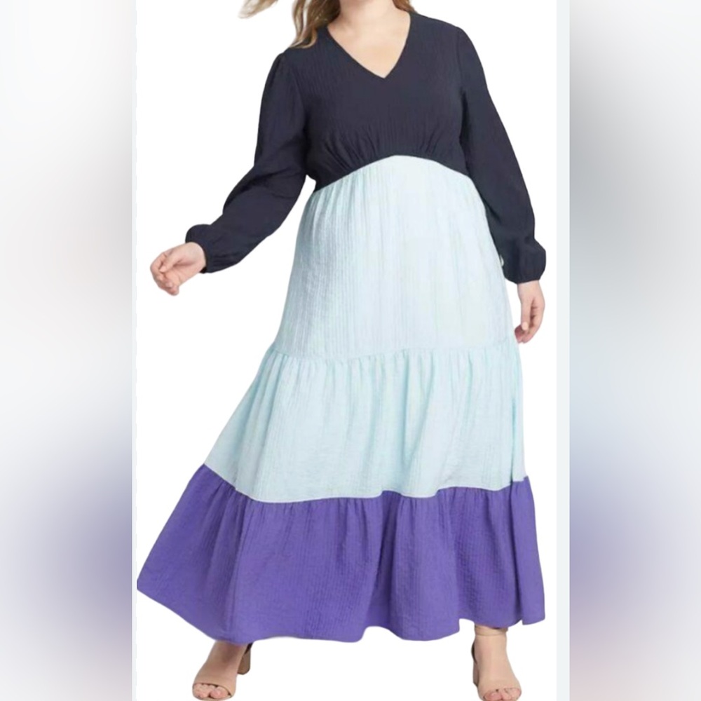 Lane Bryant size 18 Long sleeve multicolor maxi dress